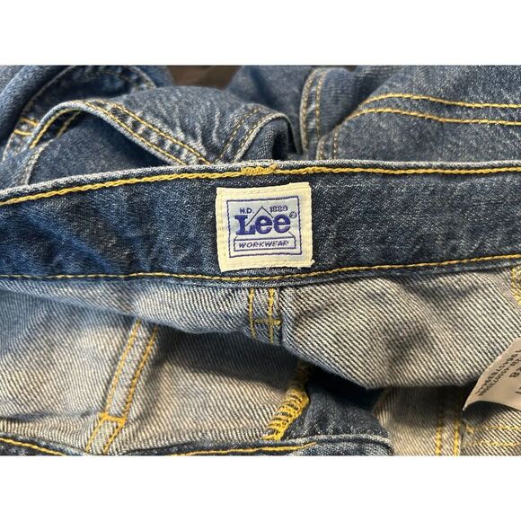 LEE Vintage Modern 28 Dungaree Denim High Rise Carpenter Shorts Cut Off Skater - Picture 2 of 8